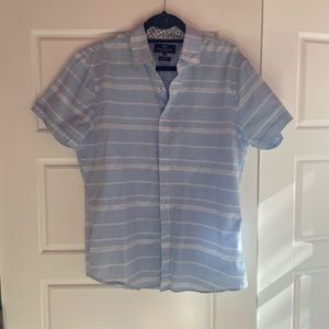 Michael Brandon blue and white short sleeve shirt